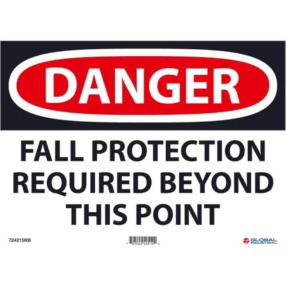 Danger Fall Protection Required Beyond This Point, 10x14, Rigid Plastic