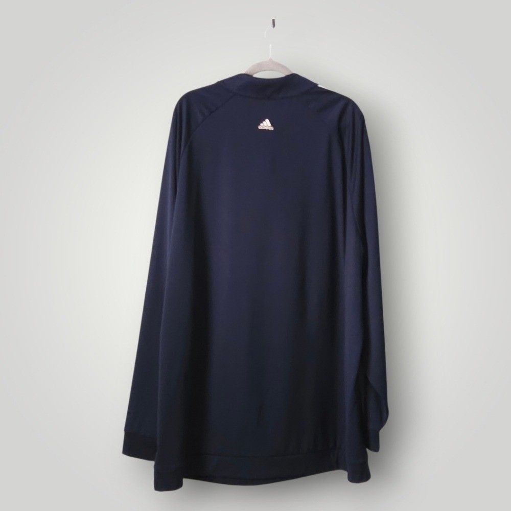 Adidas Golf Men's 2XLT Half Zip Pullover Navy Blue 3-Stripe Raglan Performance