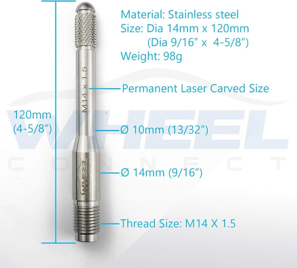 Wheel alignment guide stud for lug bolts.