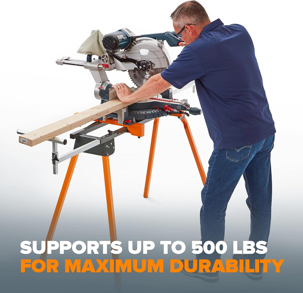 Universal Miter Saw Stand with Quick Release Tool Mounting System- Portable Mite