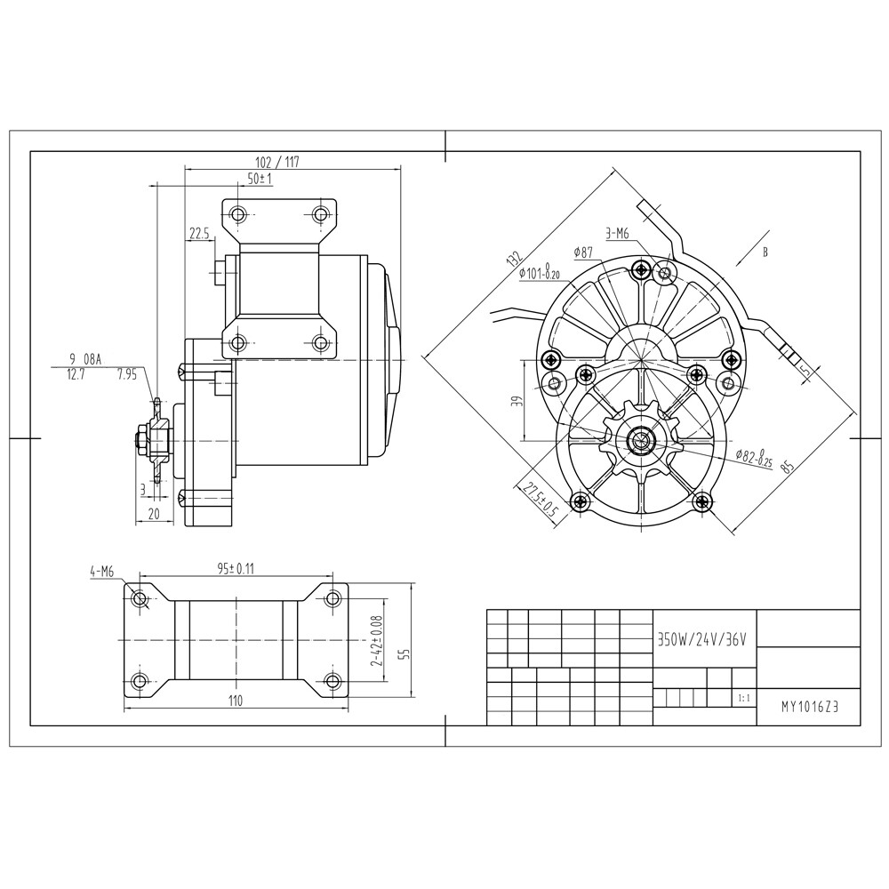 Electric Bicycle Motor Kit E-Bike Wheel Motor Conversion Chain Kit Controller