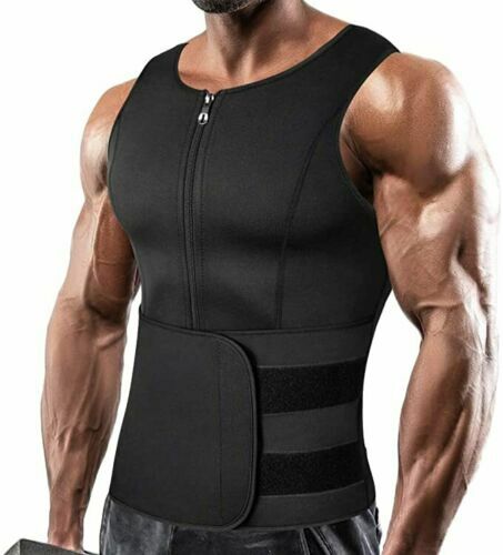 Men Sauna Thermo Sweat Waist Trainer Tank Top Vest Suit Body Shaper Belt Corset