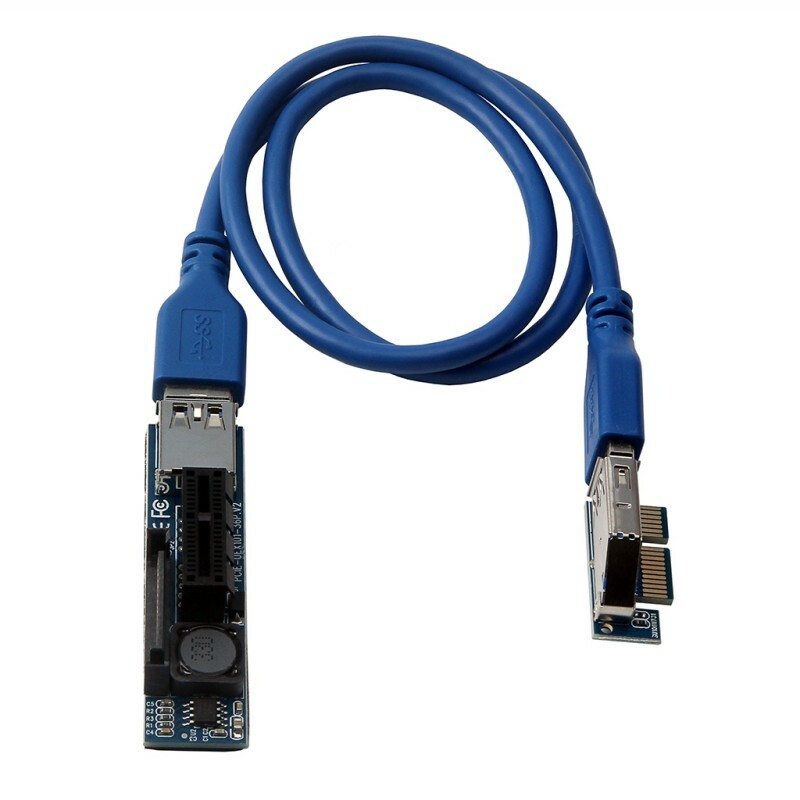 Mini Extender Cable 4pin PCI-E PCI Express Extension1X Riser Card Power USB 60cm