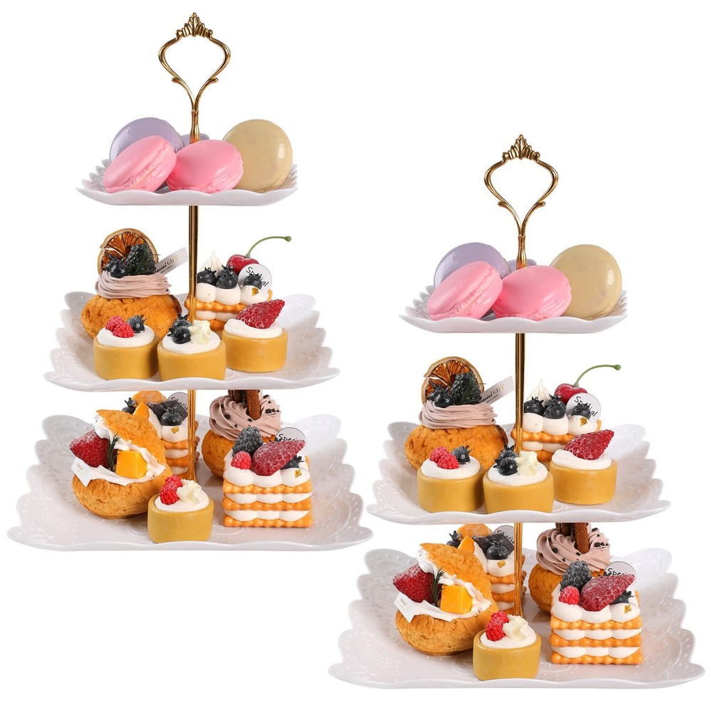 2 Pack Cupcake Stand 3 Tier Serving Tray Cupcake Dessert Candy Fruit Display Hol