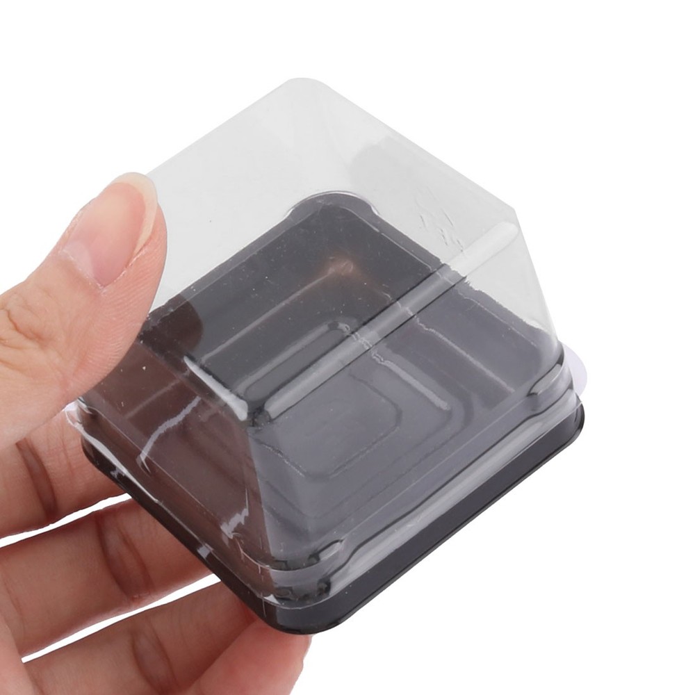 Bakery Plastic Moon Cake Boxes Container Holder Cover Black 50pcs