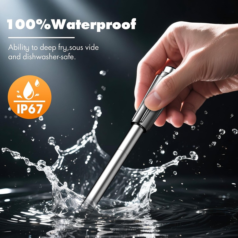 Bluetooth Wireless Meat Thermometer with 2 Ultra-Thin Silver And Black