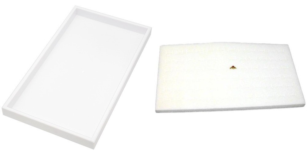 3 White Plastic Stackable Jewelry Display Trays w/White Foam 72-Slot Ring Insert