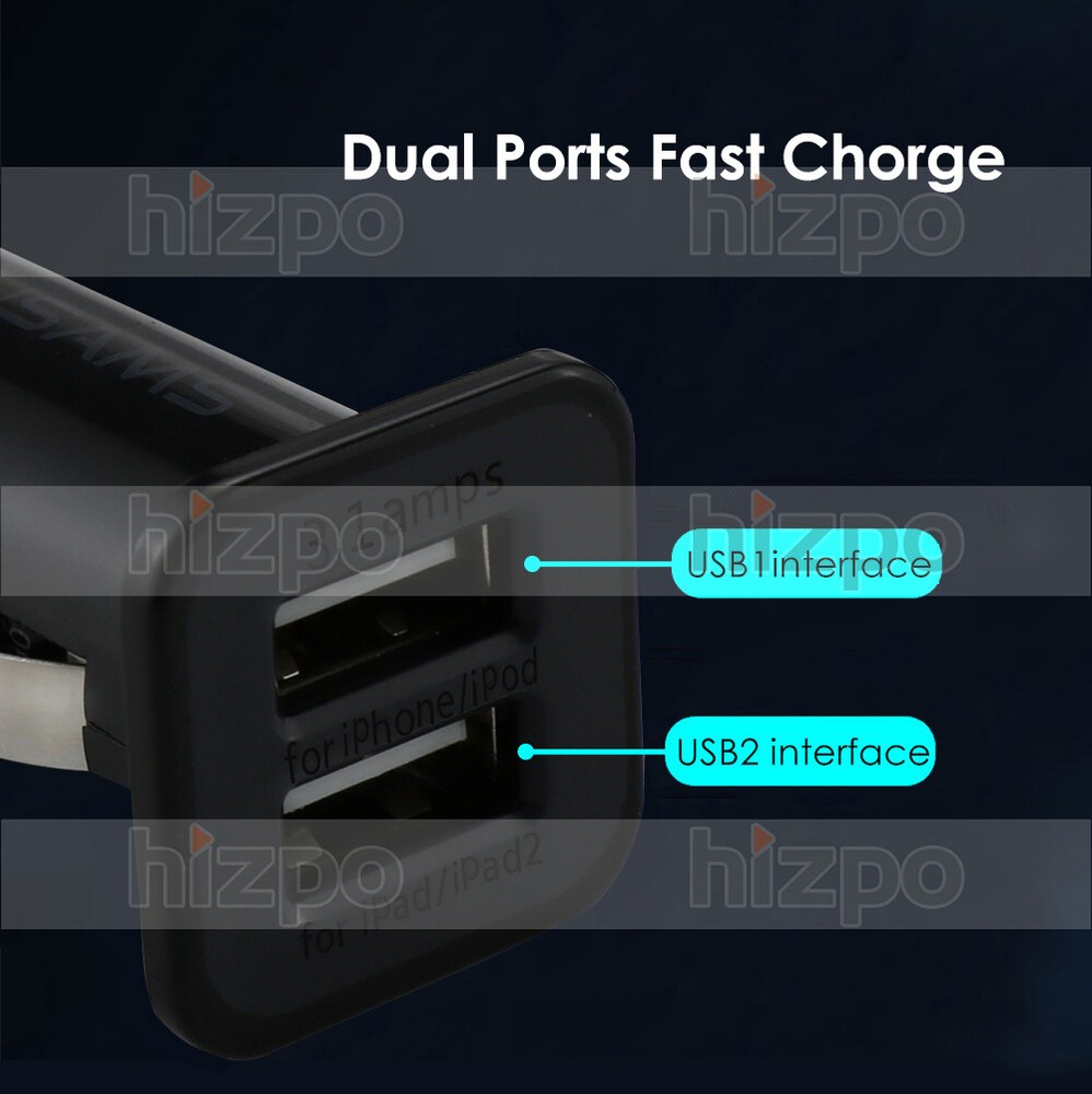 USB Car Charger Cigarette Lighter Socket 2 Port Adapter For Android And iPhone