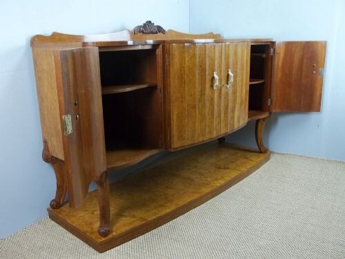 Antique Art Deco burr walnut sideboard serving table Harry Lou Epstein c1925