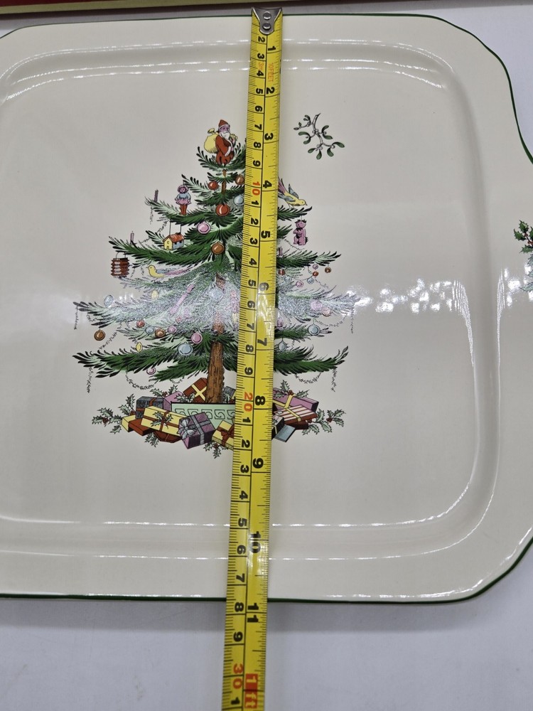 Spode Christmas Tree Sculpted Square Serving Tray 12.5in NEW