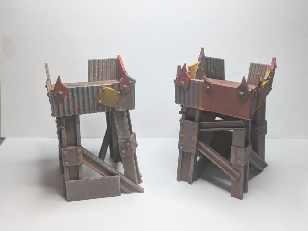 2x Scrap Tower Sci-fi Gaming 3d printed ork