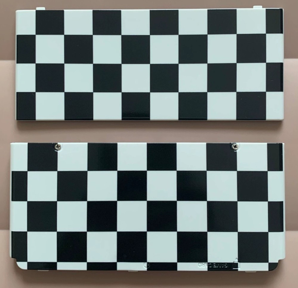 New 3DS Replacement Housing Shell - Black & White Checkered Pattern cover Rare!