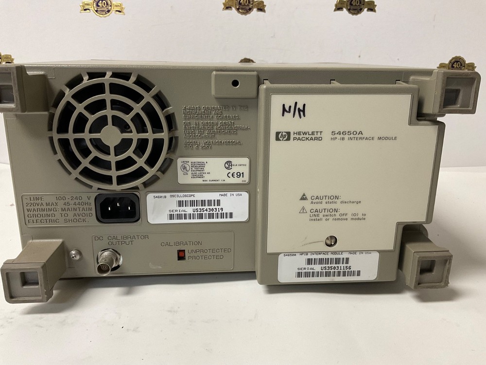 Hewlett Packard HP 54601B Oscilloscope 100MHz 54650A HP-IB Interface module