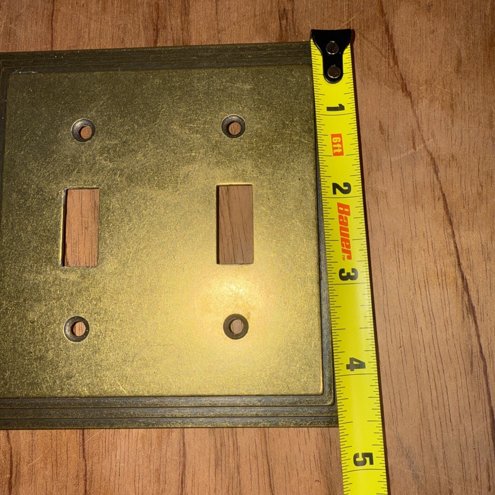 (2) VTG Brass AmerTac Light Switch Covers Single & Double W/screws
