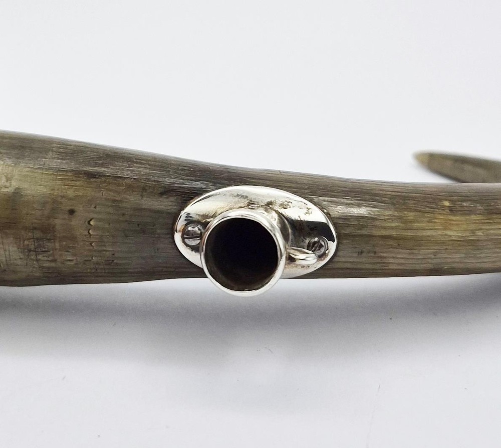 VICTORIAN SCOTTISH SOLID SILVER MOUNTED RAMS HORN SNUFF MULL 19th Century