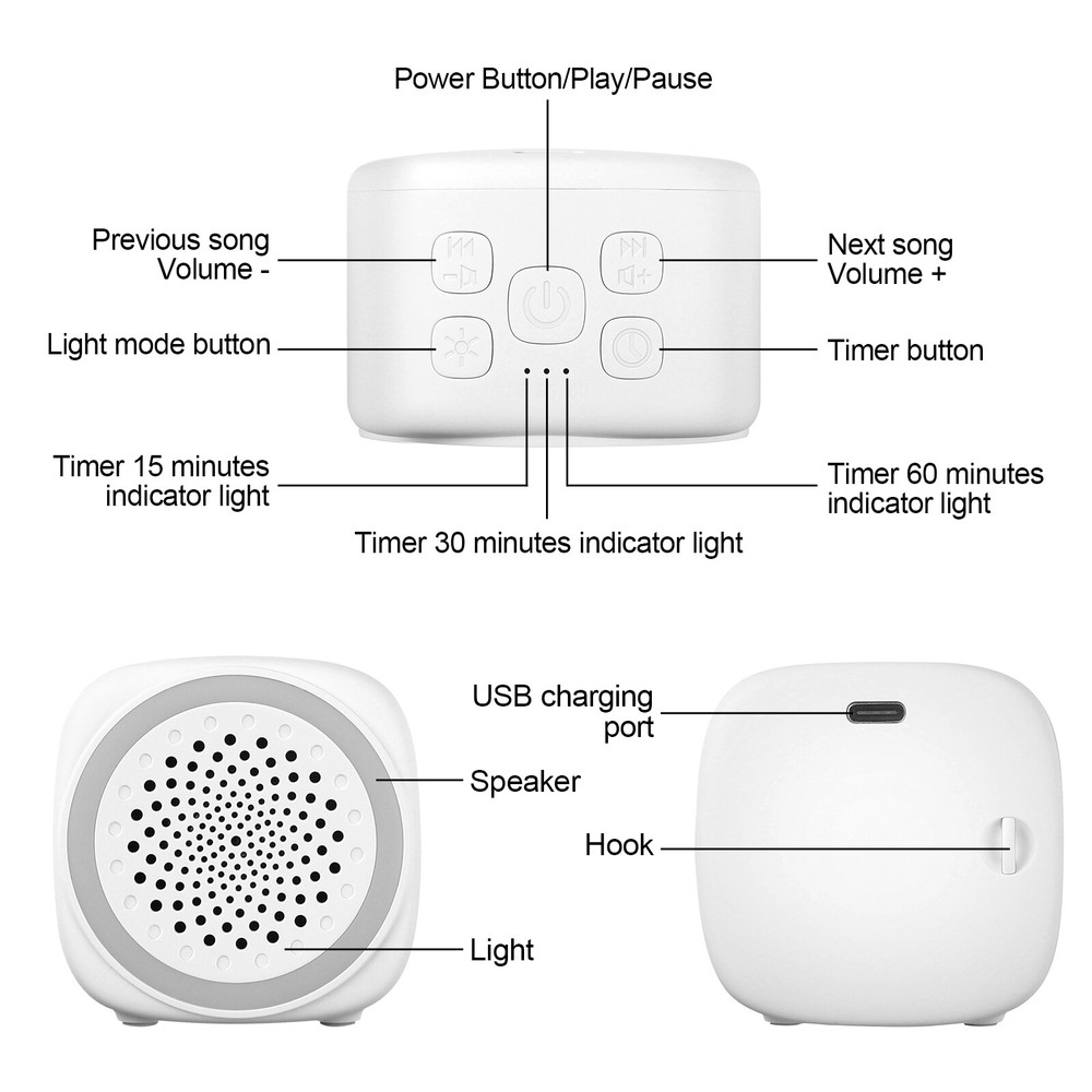 Portable Q9 White Noise Sound Machine–26 Relaxing Sleep Sounds, Timer Function