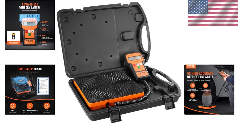 Easy-Read 220 lbs Refrigerant Charging Scale with Wired Remote & Safety Features