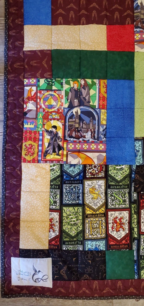Harry Potter Themed Handmade Lap Quilt 38” x 50” Patchwork Blanket