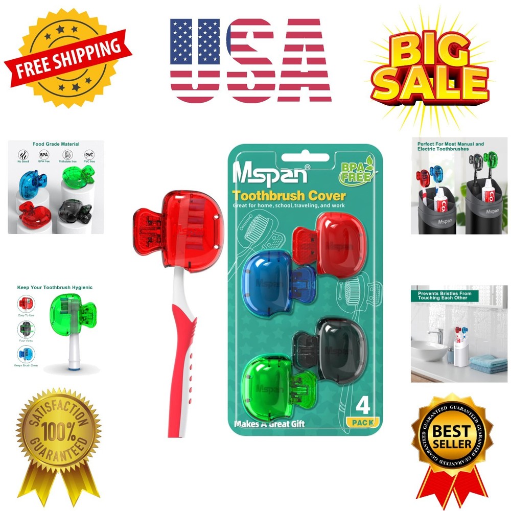 Toothbrush Head Cover Cap: Toothbrush Protector Brush Pod Case Protective Pla...
