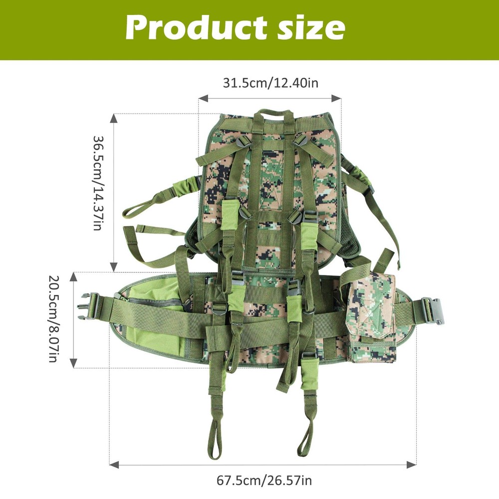 Tree Stand Carrier Backpack with Padded Straps, 8 Connection Points & 3 Pockets,