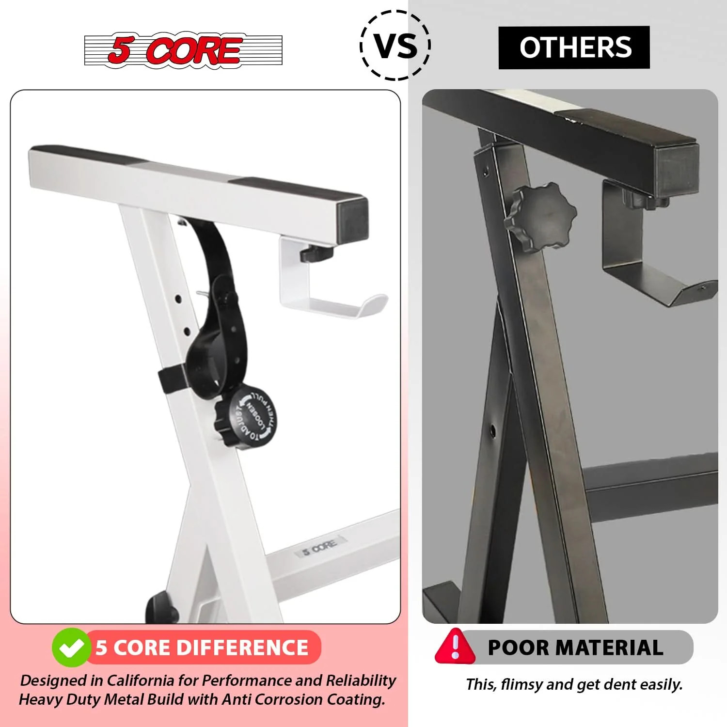 5Core Keyboard Stand Adjustable Height 34.5" Width 32.5” Electric Piano Riser