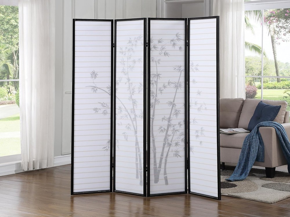 3-Panel Oriental Shoji Room Divider Screen Black