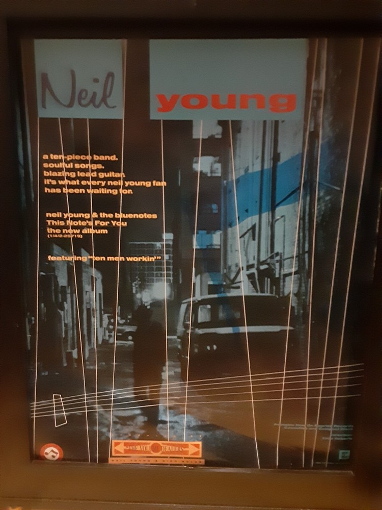 Neil Young This Note's For You Rare Original Promo Poster Ad Framed!