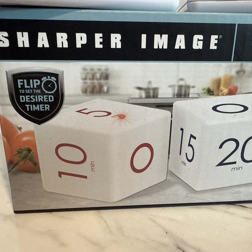 Sharper Image Digital Timer Two Piece Timer Cubes Flip to Desired Time 2 Cubes