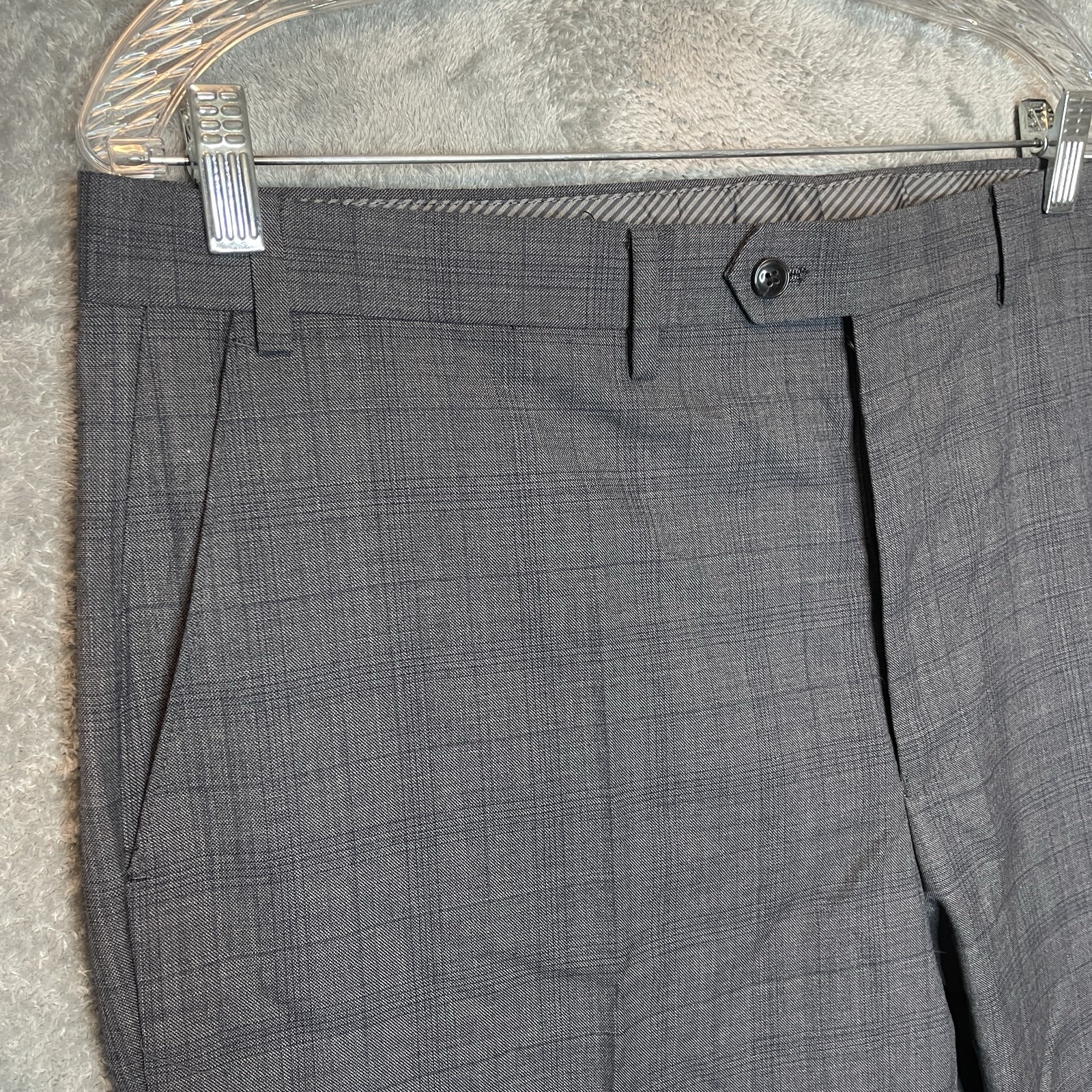 Michael Kors Mens Malone Classic Fit Plaid Stretch Suit Pants Gray Blue Passport
