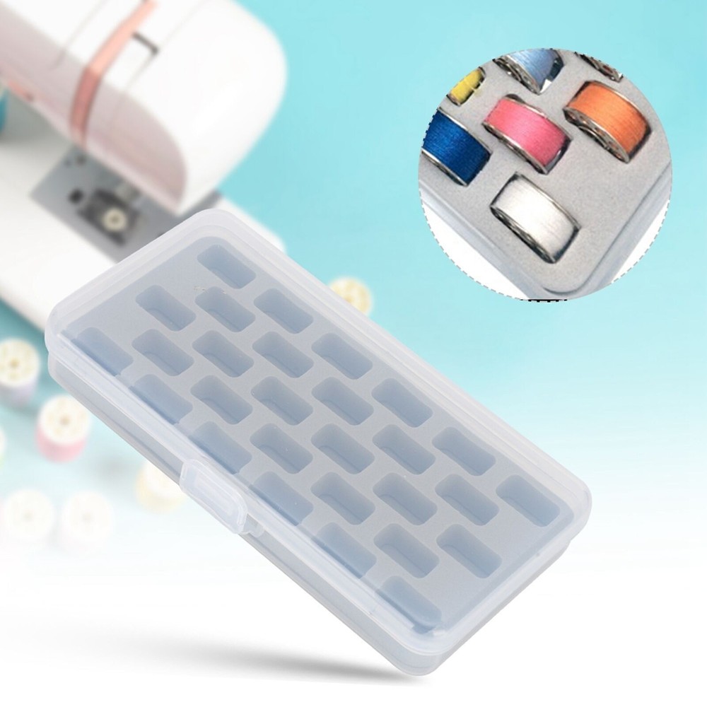 28 Slots Empty Spools Box Plastic Thread Storage Cover Bobbin Organizer