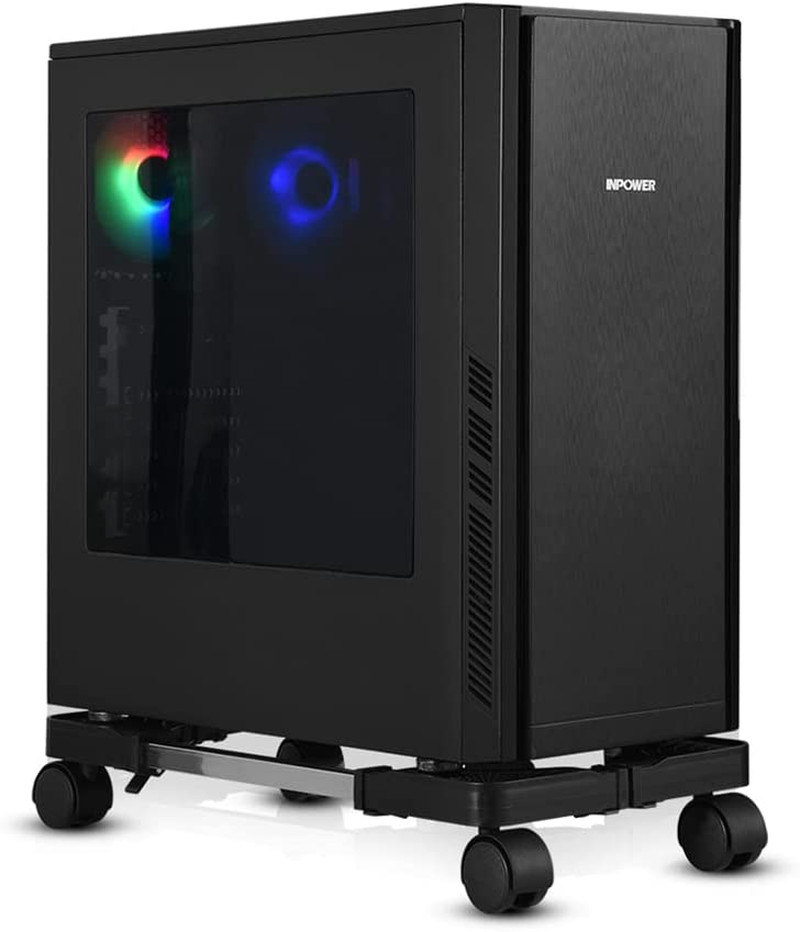 Computer Tower Stand, Adjustable Mobile CPU Stand with Rolling Caster Wheels