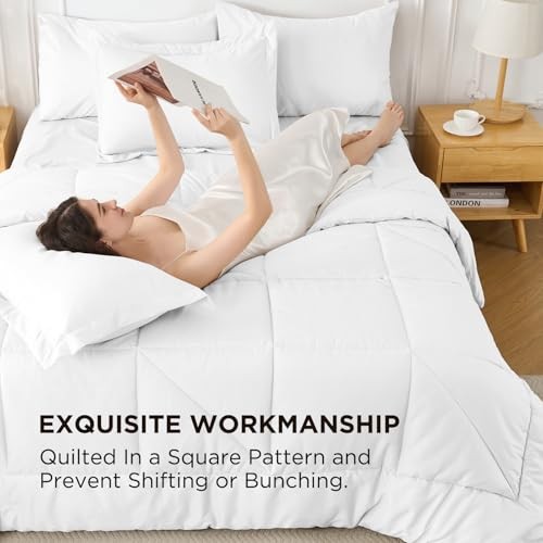 7 Pieces Comforter Set - Utral Soft Microfiber Bedding Set, Thick King White
