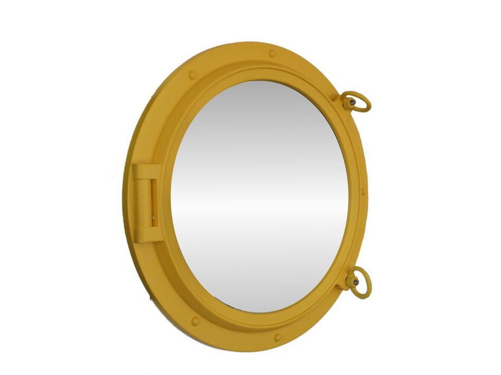 Yellow Decorative Ship Porthole Mirror 24"