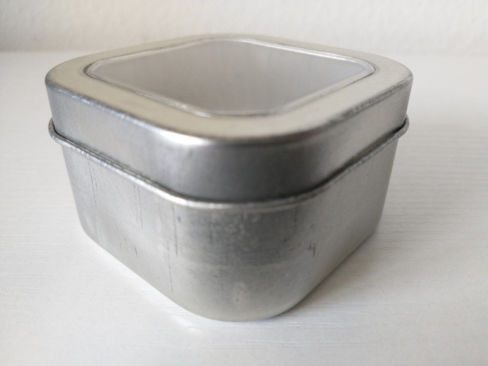 8 Pack 4oz Empty Square Metal Tins with Clear Window