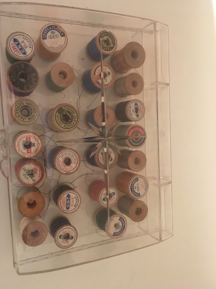 vintage mid century Lucite Dritz Thread Case With Thread