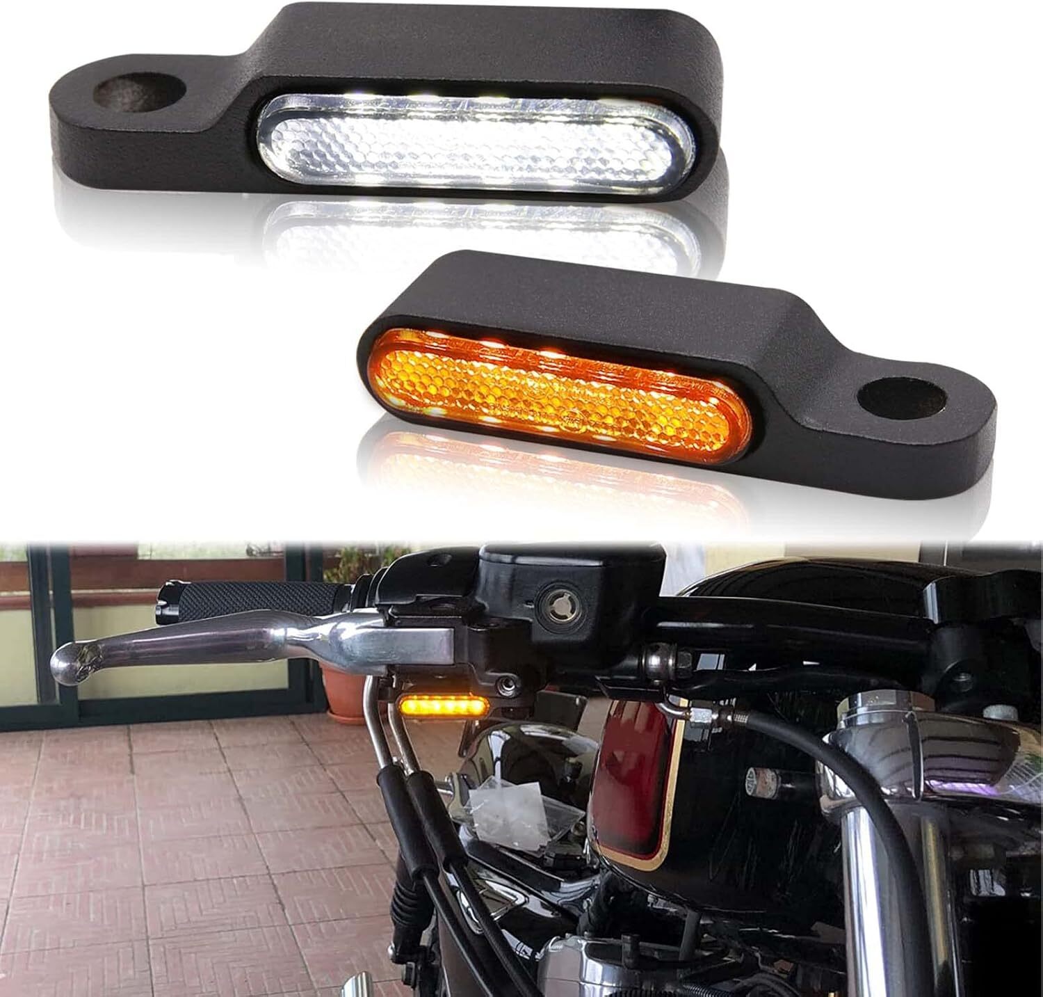 Handlebar LED Turn Signals Blinker Running Light For Harley Sportster 1200 883