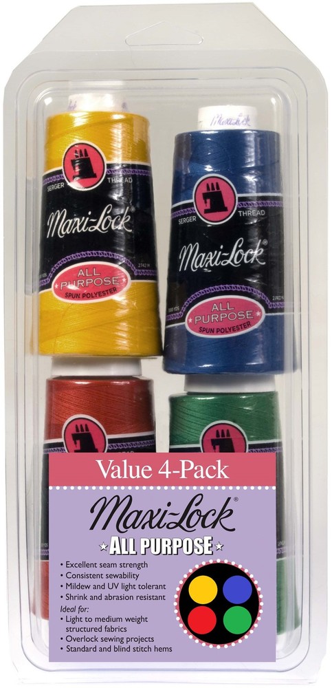 American & Efird Maxi-Lock All Purpose Value Pack 4/Pkg-Brights