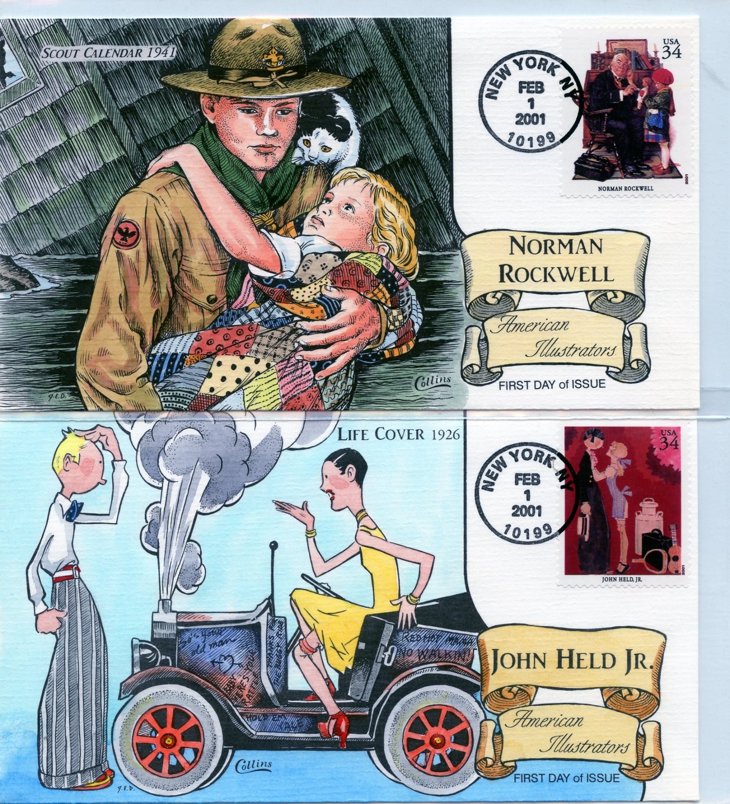 WWLF COLLINS CACHET FDC 3502 a-t AMERICAN ILLUSTRATORS COMPLETE SET OF 20