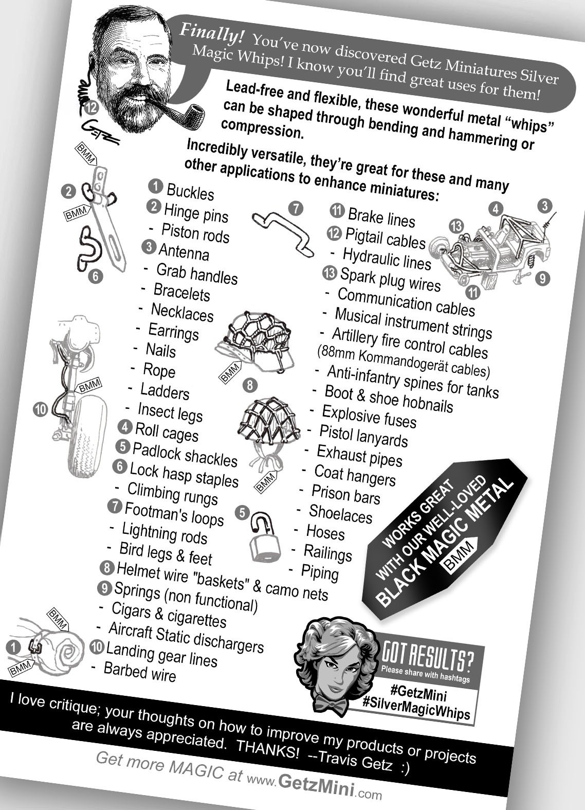 Silver Magic Whips miniature craft material (5 Sizes Pack) FREE SHIP Worldwide!