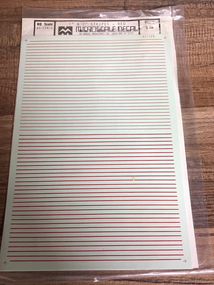 MICROSCALE DECAL HO SCALE 87- 1” & 2” Stripes- Red