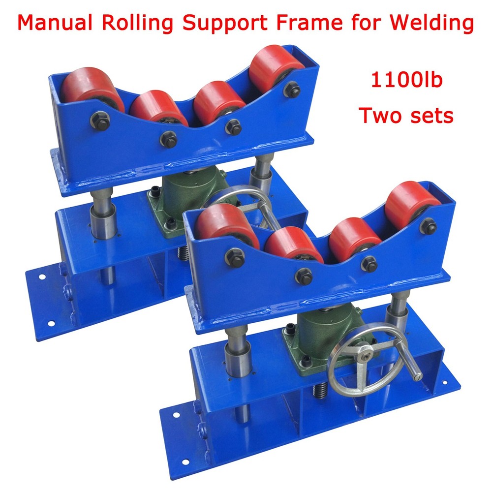 Two sets Manual Welding Roller Bracket 1100lb Rolling Support Frame for Welding