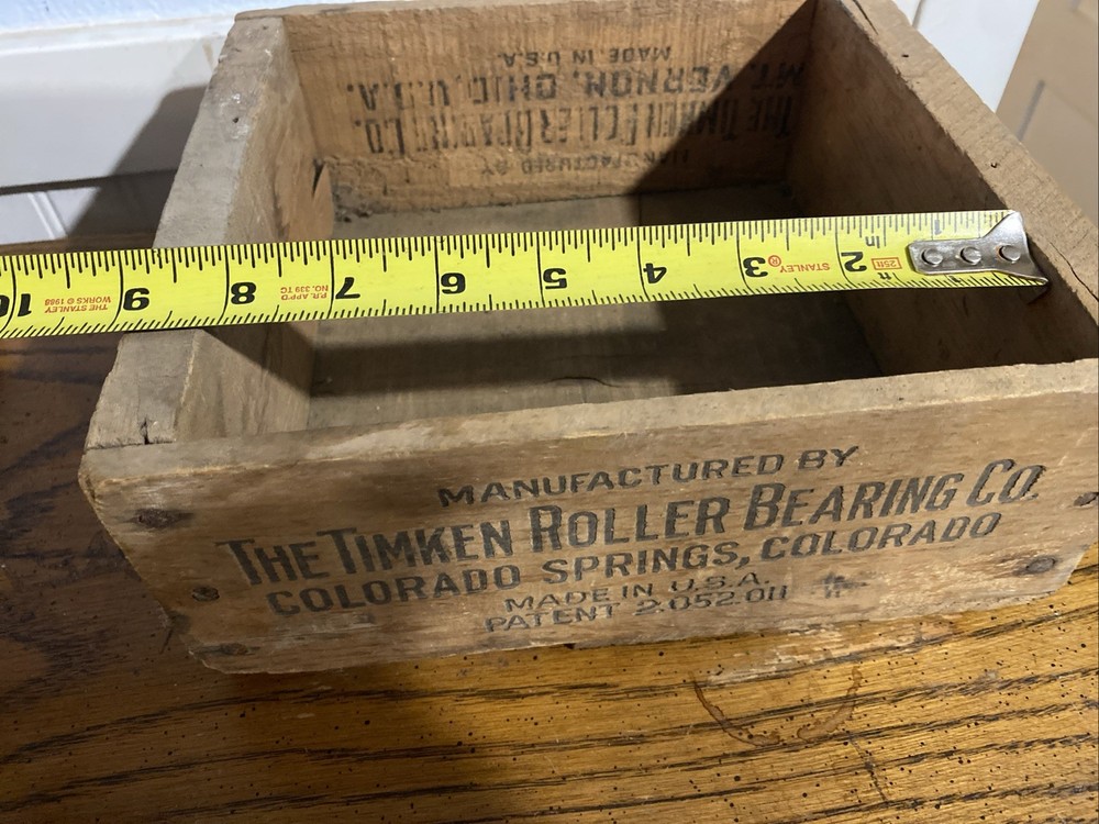 Antique Timken Roller Co Wooden Dynamite Crate Square