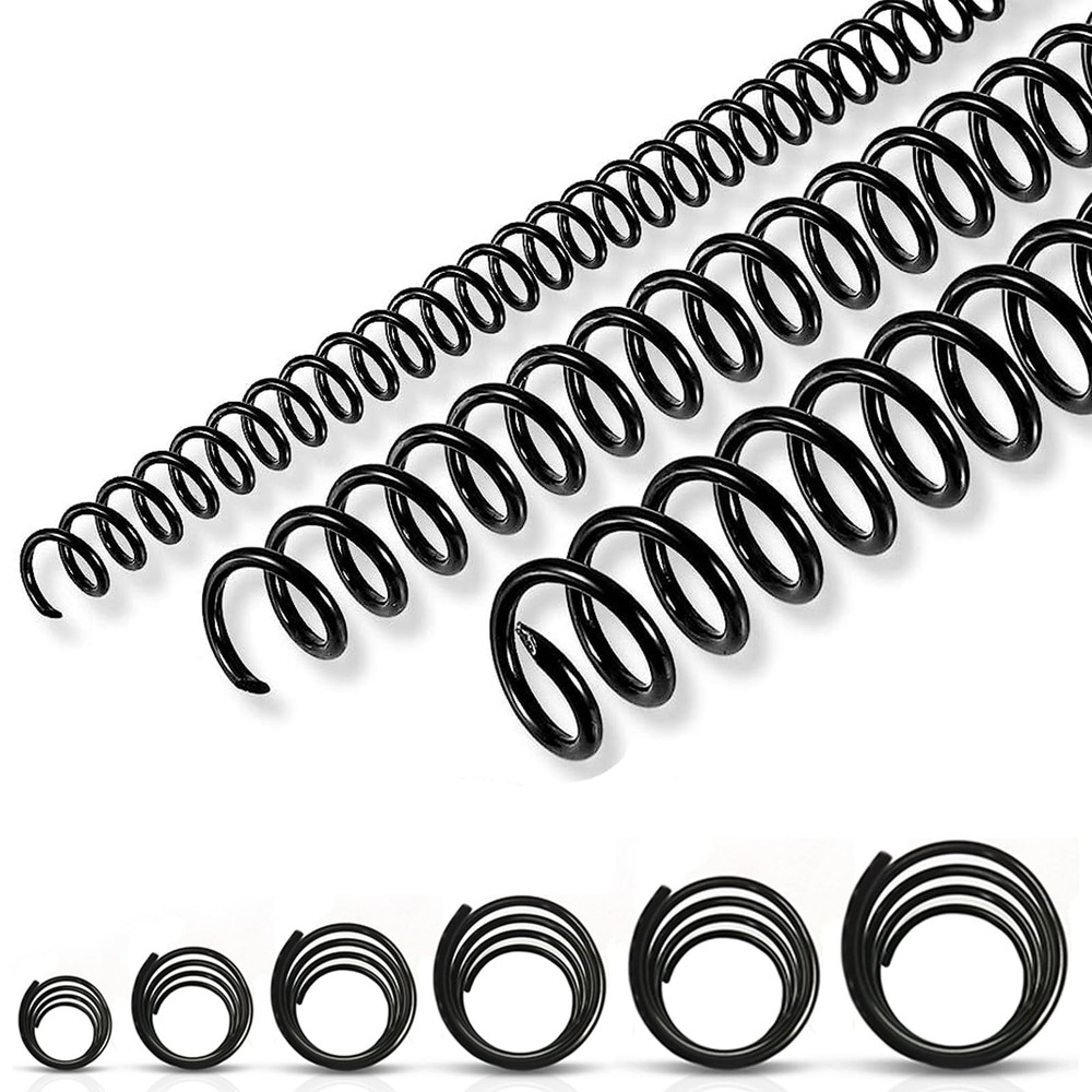 150Pk Plastic Spiral Binding Coils Multisizes 4:1 Pitch Wire Combs Spines Coils