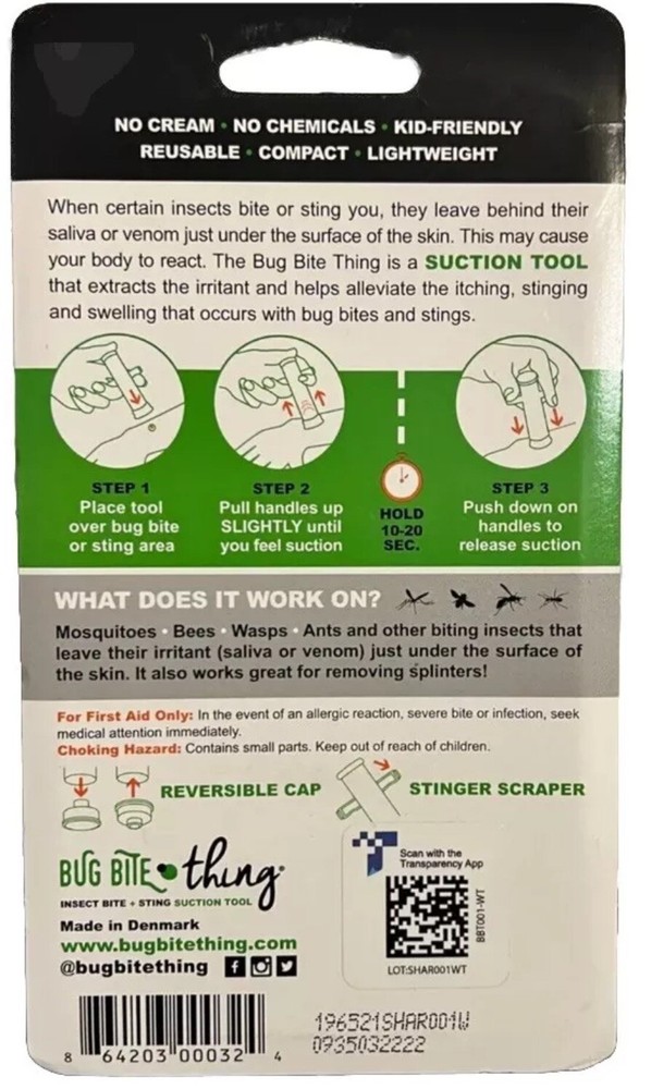 Bug Bite Thing Suction Tool Poison Remover Insect Bite and Sting - 1 Pack NEW