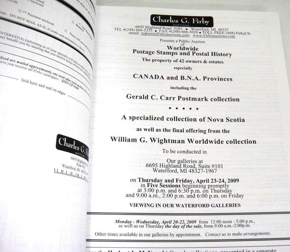 Firby 2009 Auction Catalog Worldwide Stamps & Postal History w Photo Supplement