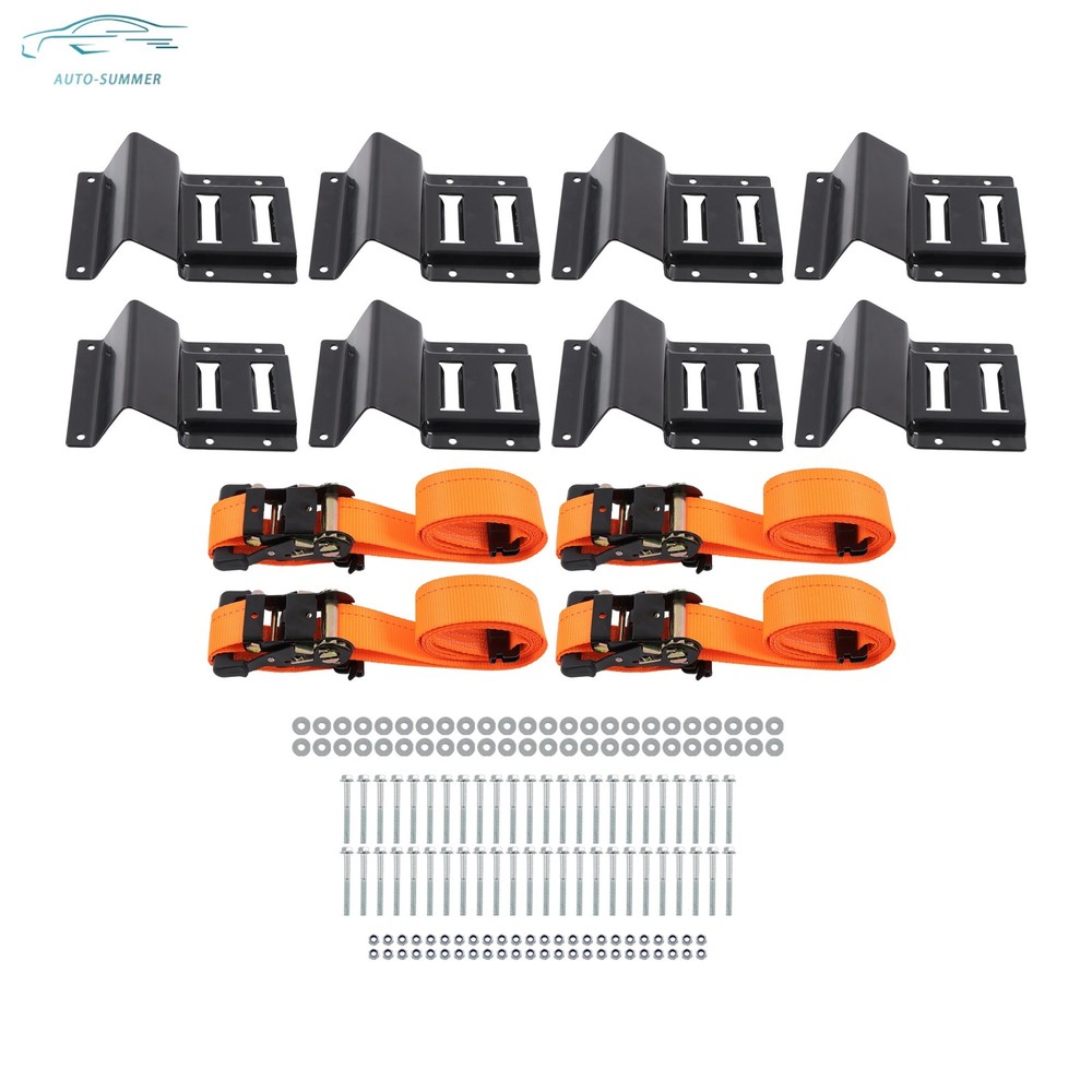 Wheels Chock Tie Down E Track System 9' Ratchet Straps For Trailer ATV Orange