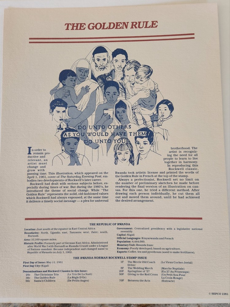 1981 Norman Rockwell Classics Postal Commemorative Stamps Collection Rwanda