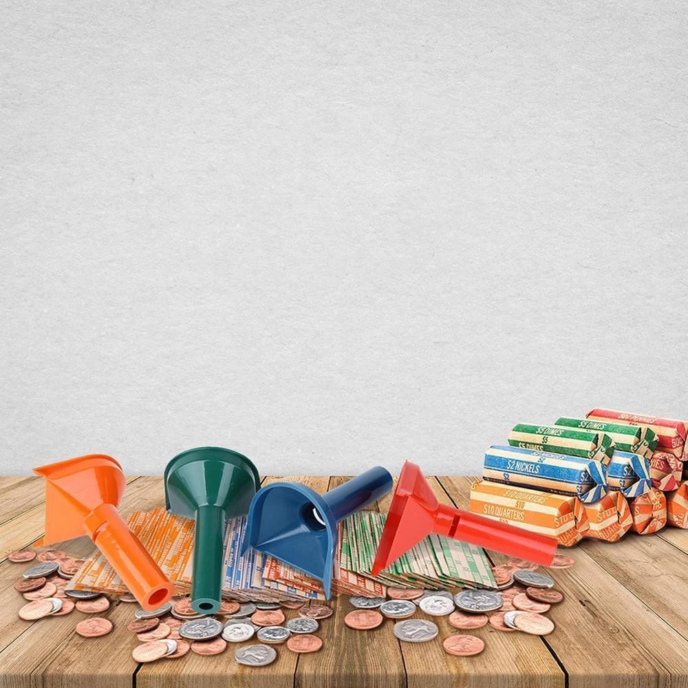 4PCS/SET 4 Color-Coded Coin Storage & Sorter Tubes Assorted Wrappers Counters US