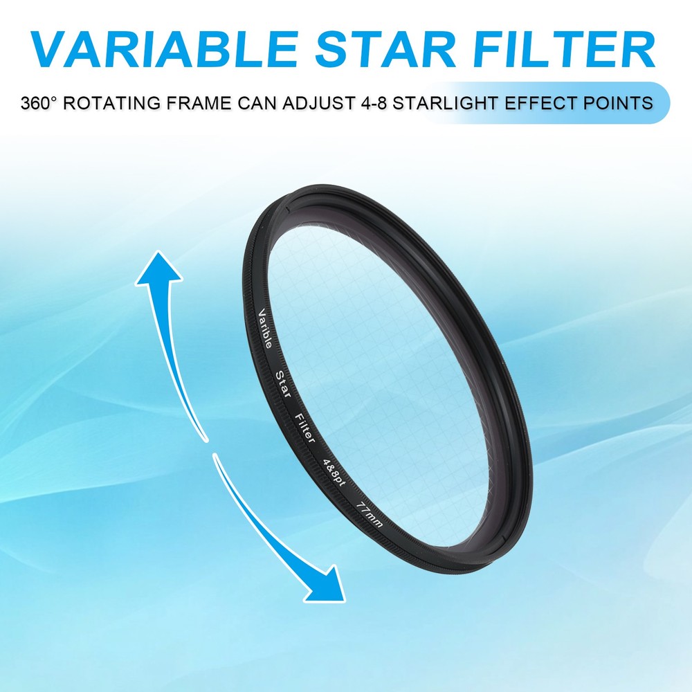 77mm Variable Star Filter 4-8 Points for Night Scenery Glassworks,1Pcs