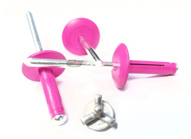 Pink 3/16" Large Head Tri-Fold Exploding Aluminum Mandrel Pop Rivets 25 pack